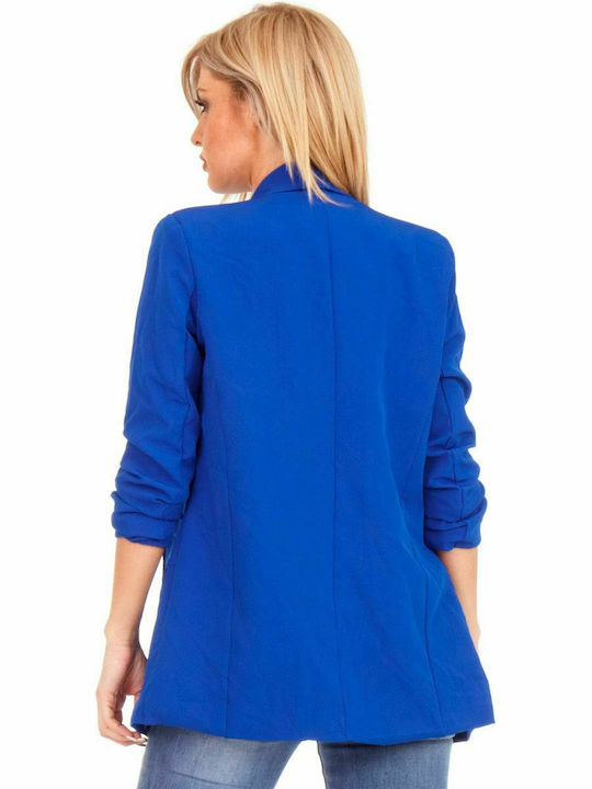 Silia D Long Women's Waisted Blazer Blue