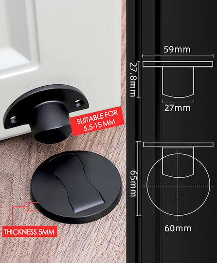 Door Stopper Magnetic Metallic Silver 1pcs