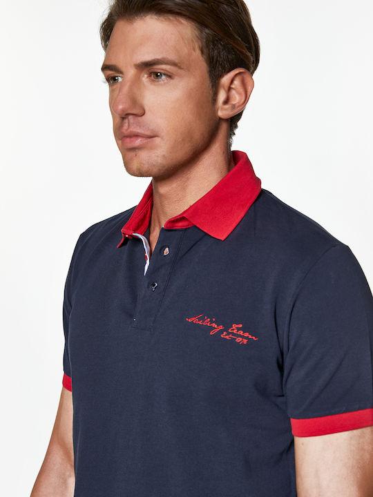 Snta Polo Pique with Short Sleeve Embroidery Sailing Team - Blue Navy