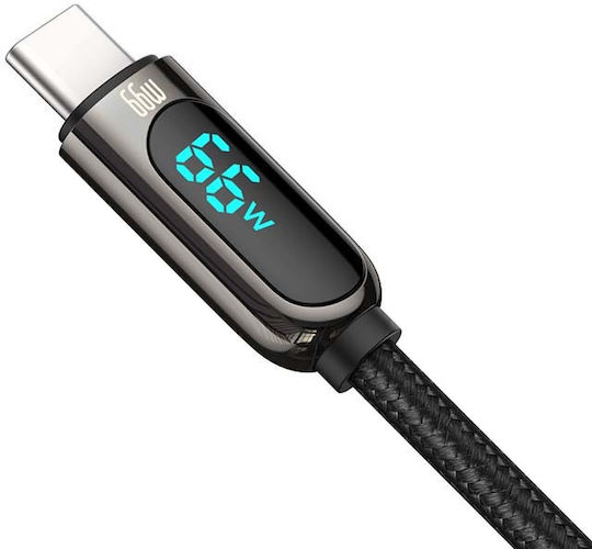 Baseus Cablu USB 2.0 Împletit USB-C Mascul - USB-A 66W Negru 1m CASX020001