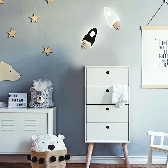 Aca Nasa Modern Leuchte Wand mit Integrierter LED und Warmweißes Licht Schwarz 13x13x3.8cm