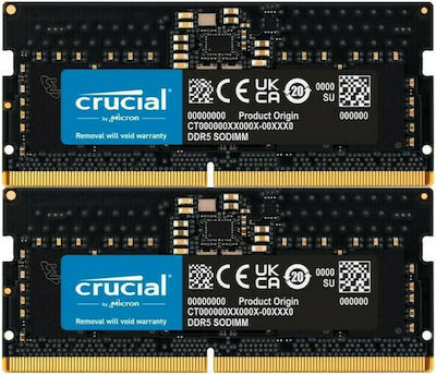 Crucial 16GB DDR5 RAM με 2 Modules (2x8GB) και Ταχύτητα 4800 για Laptop