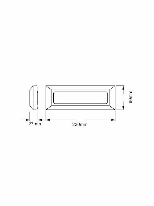 Aca Wall-Mounted Outdoor Ceiling Light LED IP65 4W with Warm White Light 23x80εκ.