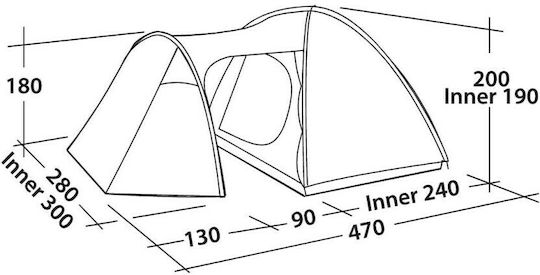 Easy Camp Messina 500 Σκηνή Camping Τούνελ Μπλε 3 Εποχών για 5 Άτομα 470x300x180εκ.