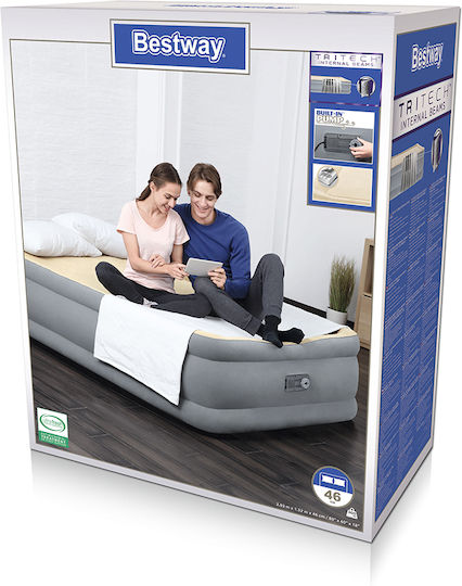 Bestway Inflatable Sleeping Mattress with Built-in Electric Pump Airbed Queen 203x152x46εκ.