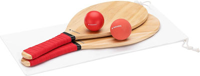 Navaris Set Strandrackets Rote mit Geradem Rote Griff und Ball