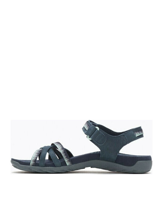 Terran 3 Cush Leather Women's Flat Sandals Sporty in Navy Blue Color