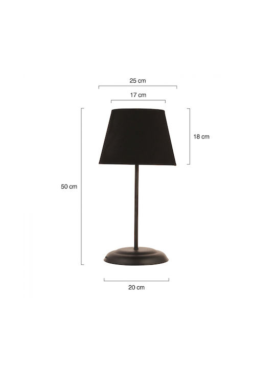 HomeMarkt Metal Table Lamp for Socket E27 with Black Shade and Base