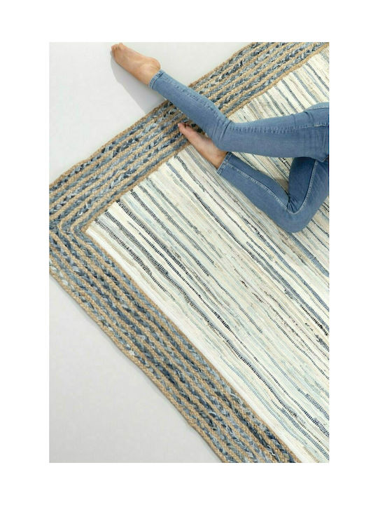 Guy Laroche Kilim Teppich Rechteckig Sommer aus Jute Beige
