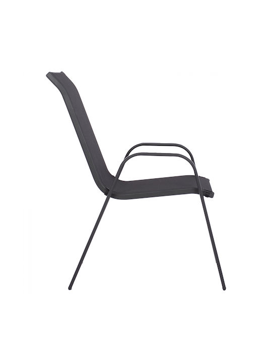 Outdoor-Stuhl Metallisch Leon Schwarz 55x72x91εκ.
