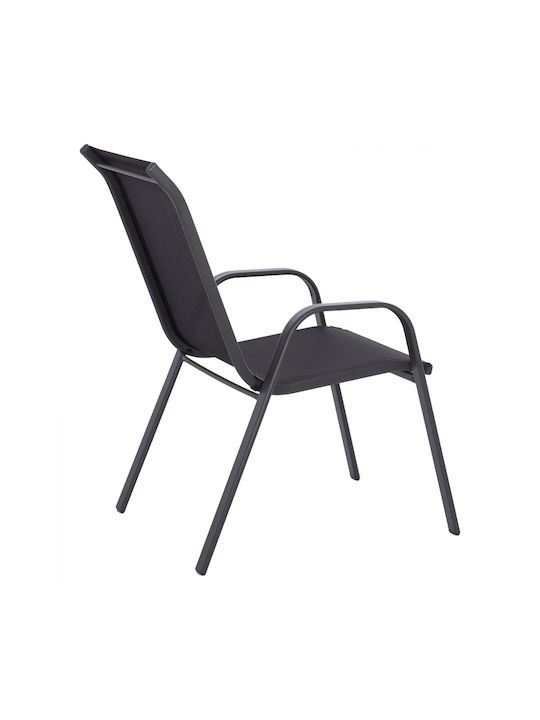 Outdoor-Stuhl Metallisch Leon Schwarz 55x72x91εκ.