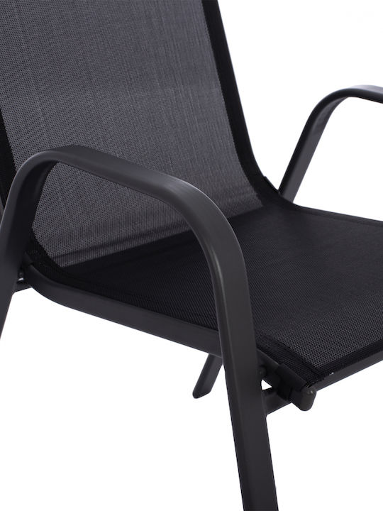 Outdoor-Stuhl Metallisch Leon Schwarz 55x72x91εκ.