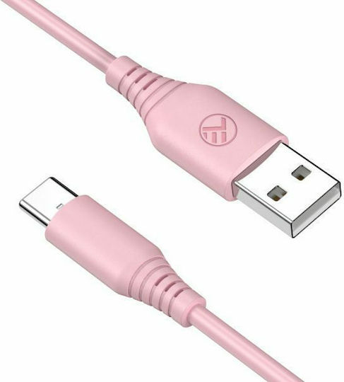 Tellur USB 2.0 Cable USB-C male - USB-A Ροζ 1m TLL155402