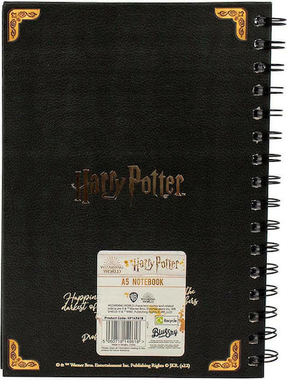 Blue Sky Studios Harry Potter Hogwarts Shield Wiro Μπλοκ Σημειώσεων Σπιράλ A5 Ριγέ με Σκληρό Εξώφυλλο Μαύρο