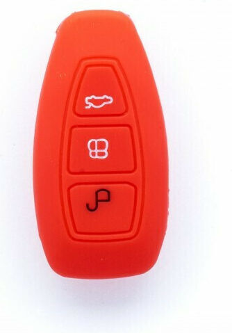 Silicone Car Key Cover Case Car Safety with 3 Buttons for Ford Red