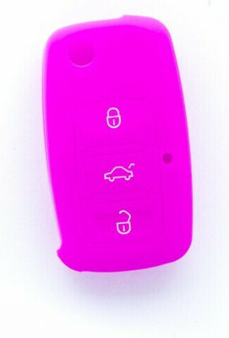 Θήκη Κλειδιού Car Safety από Silikon με 3 Κουμπιά για Sitz / Skoda / VW σε Rosa Χρώμα