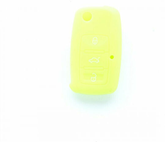 Silicone Car Key Cover Case Car Safety with 3 Buttons for Seat / Skoda / VW Green