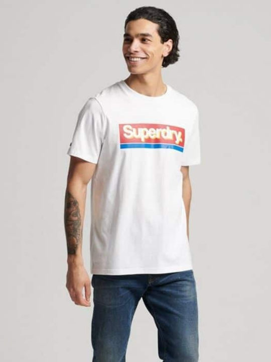 Superdry T-shirt Bărbătesc cu Mânecă Scurtă Alb