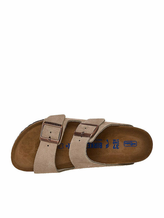 Arizona Soft Footbed Suede Leather Men's Sandals Taupe Narrow Fit