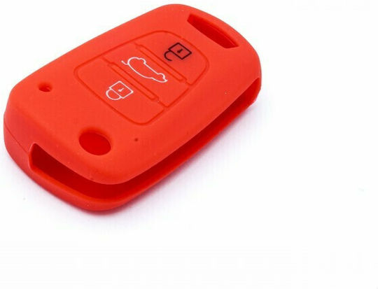 Silicone Car Key Cover Case Car Safety with 3 Buttons for Hyundai / Kia Red