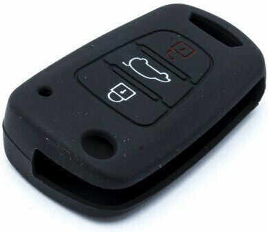 Silicone Car Key Cover Case Car Safety with 3 Buttons for Hyundai / Kia Black