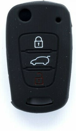 Silicone Car Key Cover Case Car Safety with 3 Buttons for Hyundai / Kia Black