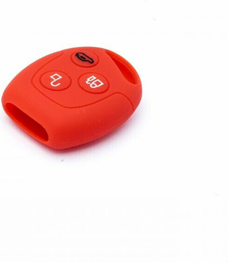 Silicone Car Key Cover Case Car Safety with 3 Buttons for Ford Red