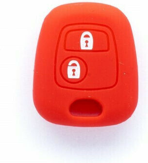 Husă Pentru Cheie Auto Car Safety Din Silicon Cu 2 Butoane Pentru Citroen Peugeot Toyota În Culoare Roșie