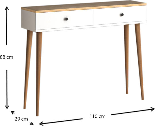 Alis Конзолна маса Дървена Pine / White Д110xШ29xВ88cm