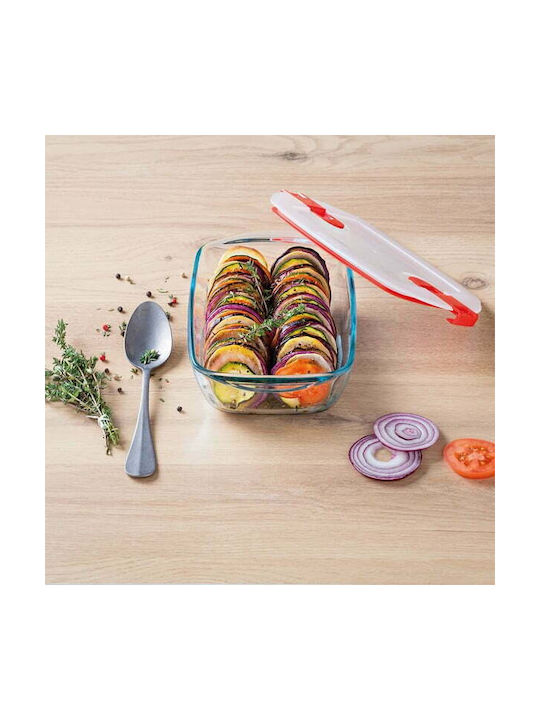 Pyrex Cook & Heat Σετ Δοχεία Φαγητού Γυάλινα Κόκκινα 21x18cm 5τμχ