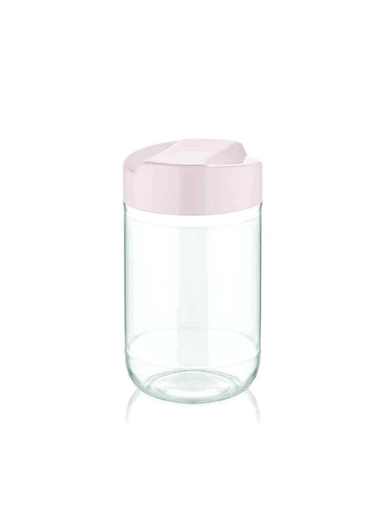 Homestyle Vase General Use with Lid Glass In Pink Colour 660ml 1pcs