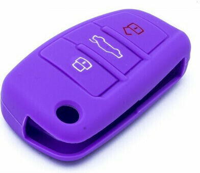 Husă Cheie Auto Car Safety Din Silicon Cu 3 Butoane Pentru Audi În Culoare Violet