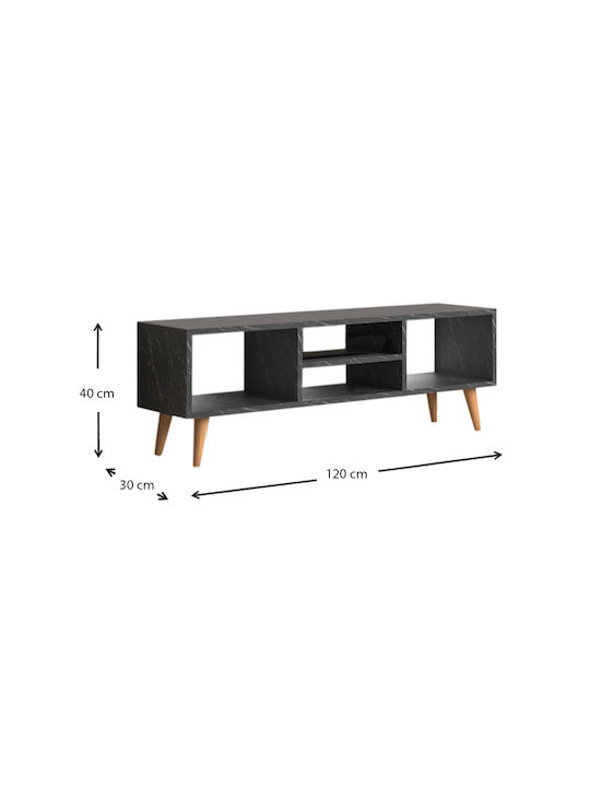TV Stand Wooden Loren Gray L120xW30xH40cm