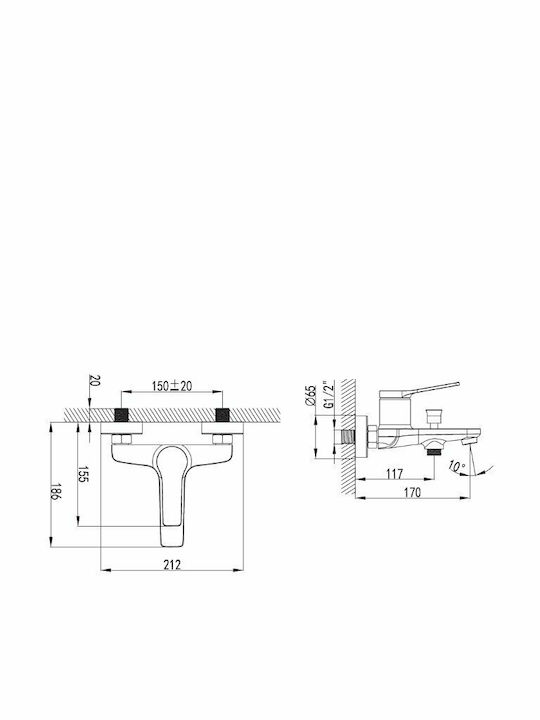 Karag Andare Mixing Bathtub Shower Faucet Complete Set White