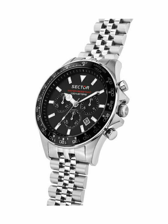 Sector 230 Men's Watch 43mm Chronograph Battery with Silver Metal Bracelet