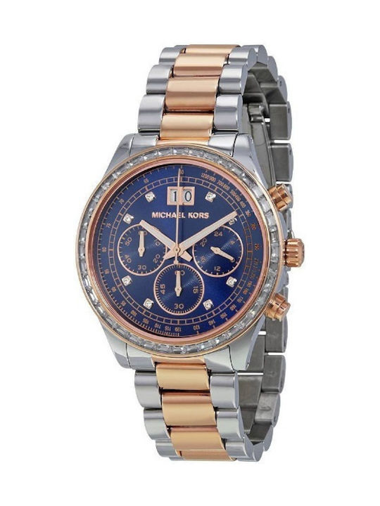 Michael Kors Brinkley Watch Chronograph with Pink Gold Metal Bracelet