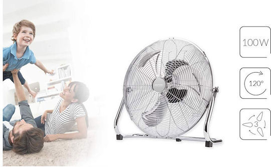 MPM Ανεμιστήρας Δαπέδου 100W Διαμέτρου 45cm Ασημί