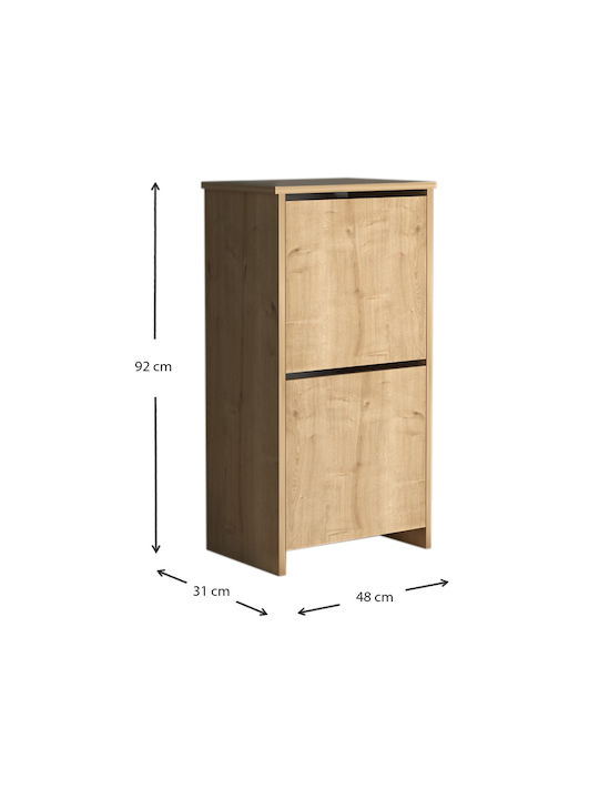 Port Wooden Shoe Organizer with 4 Shelves Oak 48x31x92cm