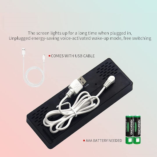 Ceas Digital de Masă cu Alarmă Negru Oglindă cu LED-uri 907151_b