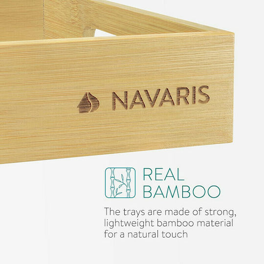 Navaris Bamboo Rectangular Serving Tray made of Bamboo with Handles in Beige Color 53446.03 1pcs