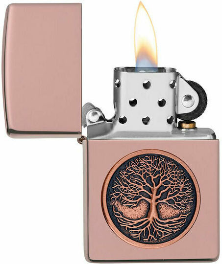 Zippo Tree Life Winddichter Feuerzeug Flamme Rose Gold