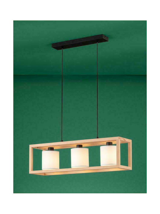 Eglo Granados Pendant Light Three-Light Rail for Socket E27 Brown