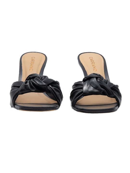 Mestico Thin Heel Leather Mules Black