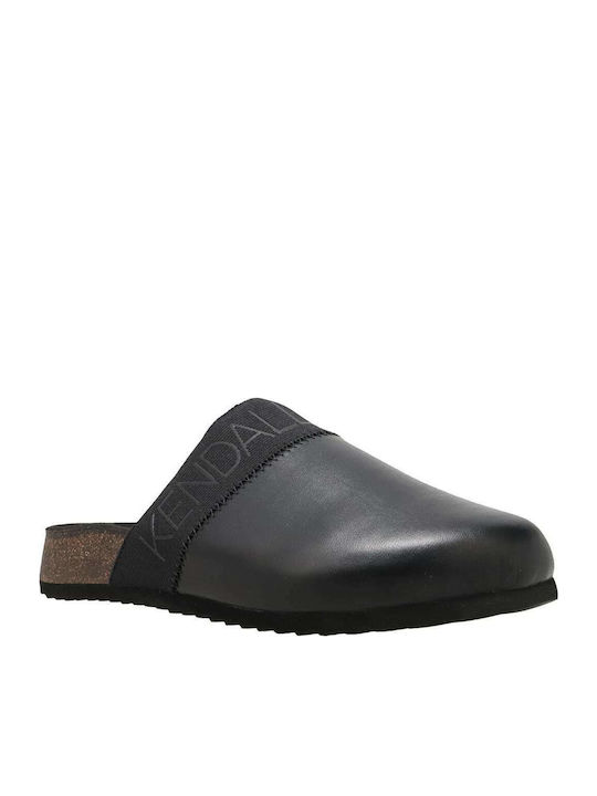 Brezler Flat Δερμάτινα Mules σε Μαύρο Χρώμα