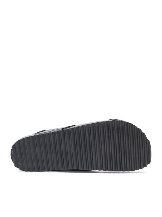 Leather Women's Flat Sandals Anatomic in Black Color