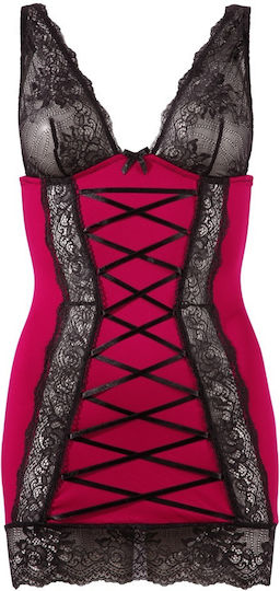 Cottelli Collection Lingerie Dress with Lace Cups Sexy Nightgown with Lace Red