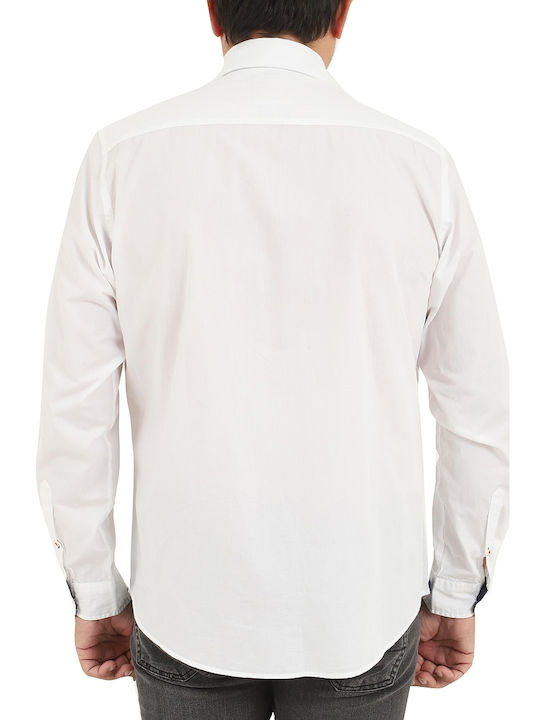 Beverly Hills Polo Club Men's Shirt Long Sleeve Cotton White