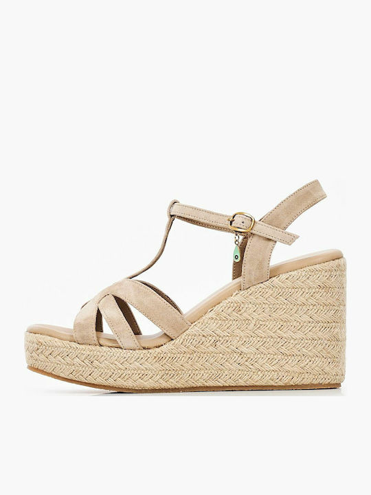 Damenplattformen Beige