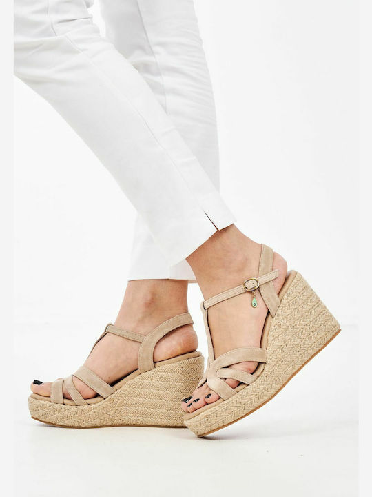 Damenplattformen Beige