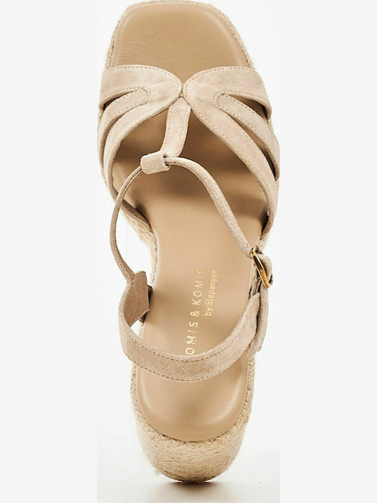Damenplattformen Beige